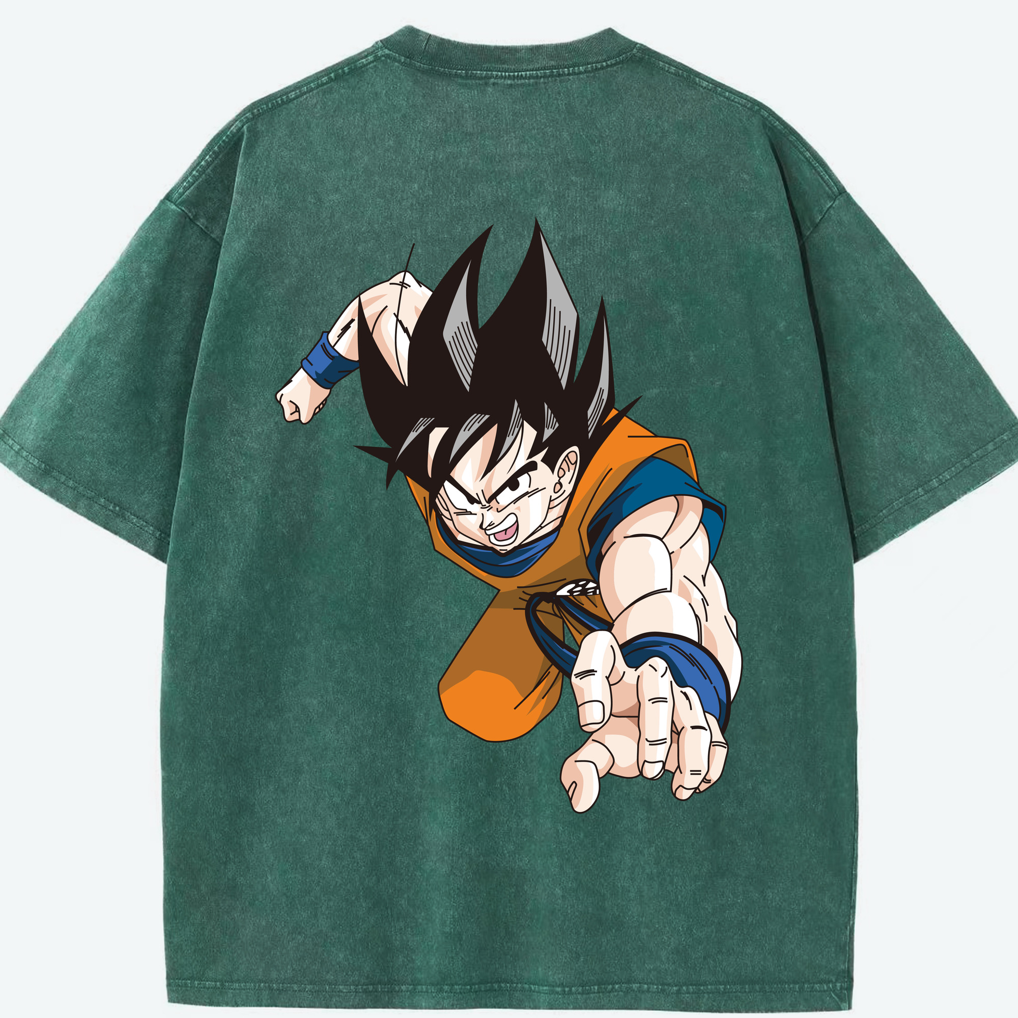 （画像用） ドラゴンボール 孫悟空（そん ごくう）Son Goku カカロット DRAGON BALL Kakarotto 綿100% ヴィンテージ風 半袖Tシャツ（背面プリント）